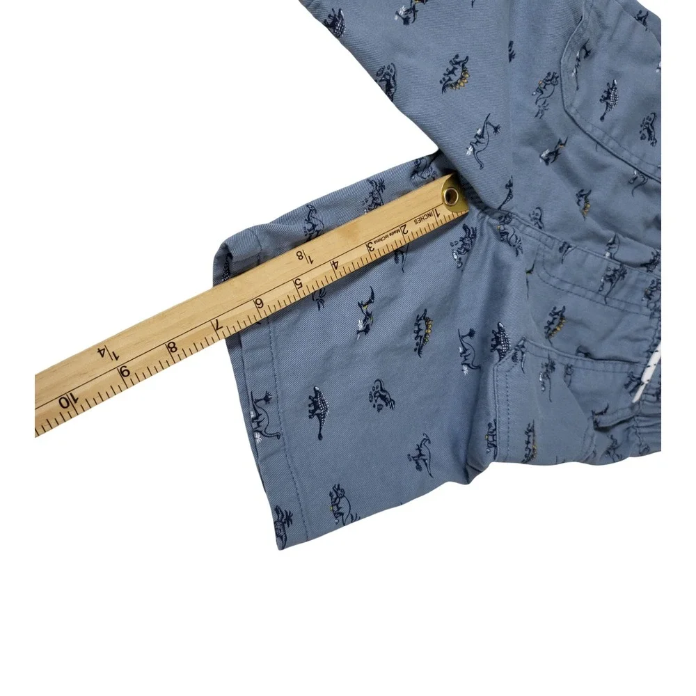 Free Planet Boys Blue Dinosaur Print Cotton Twill Shorts Size XL 7 Drawstring